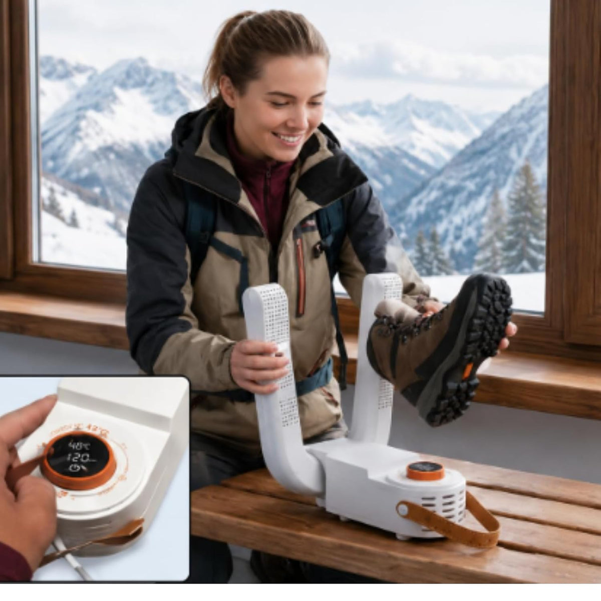 Portable Shoe Dryer with Warm Air Drying, Deodorizing, Foldable Design for Shoes, Boots & Gloves
