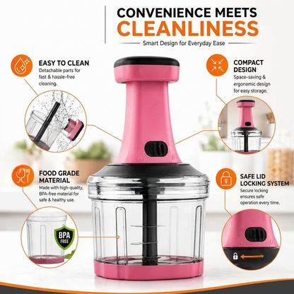 800ML Manually Handy Chopper Mixer Cut For Vegetable, Onion, Salad, Tomato Crush Chopper