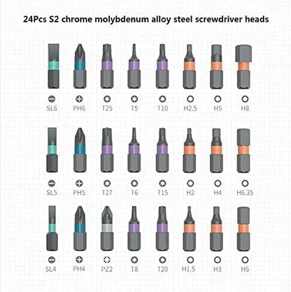 24 in 1 Magnetic Ratchet Screwdriver Set, Multi Bit DIY Magnetic Screwdriver Set, Portable Repair Tool Kit with Case for Furniture, Electronics, Computer, Bicycle