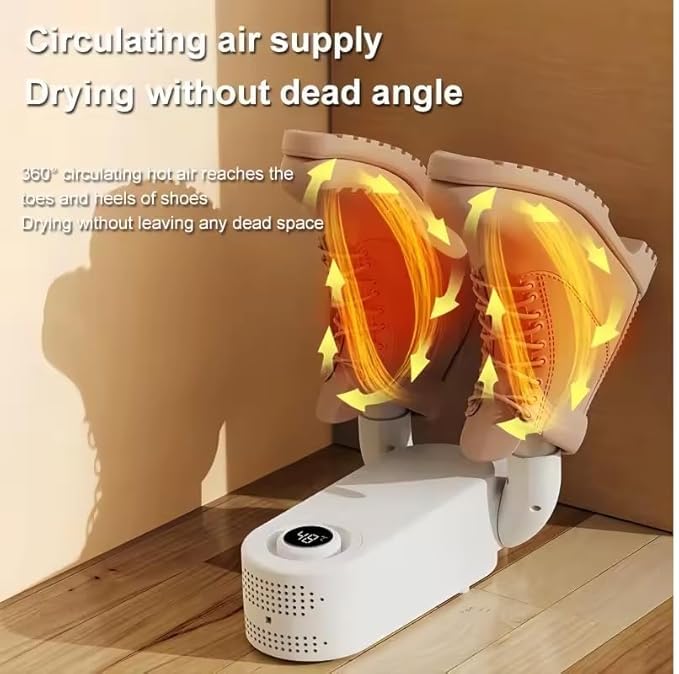Portable Shoe Dryer with Warm Air Drying, Deodorizing, Foldable Design for Shoes, Boots & Gloves