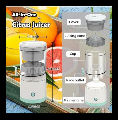 Rechargeable Portable Orange Juicer , One-Touch Operation , Easy to Clean, Fresh Juice Extractor for Orange, Lemon & Lime
