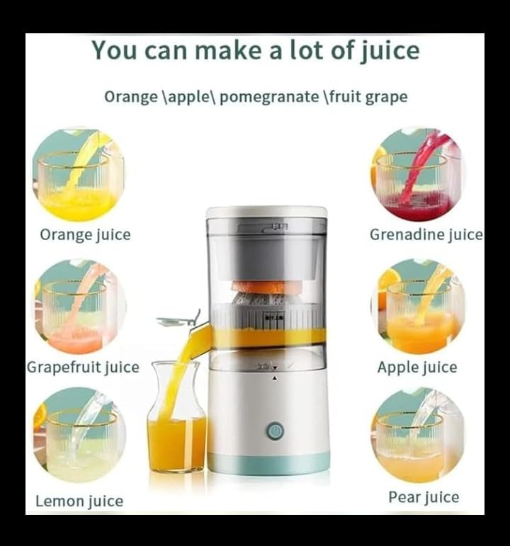 Rechargeable Portable Orange Juicer , One-Touch Operation , Easy to Clean, Fresh Juice Extractor for Orange, Lemon & Lime