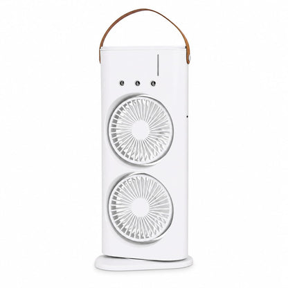 Portable Rechargeable Dual Fan Air Cooler with Water Tank, USB Powered Mini Tower Fan, Adjustable 3 Speed Personal Air Cooler, Silent Cooling Fan for Home, Office, Bedroom, Travel & Outdoor Use