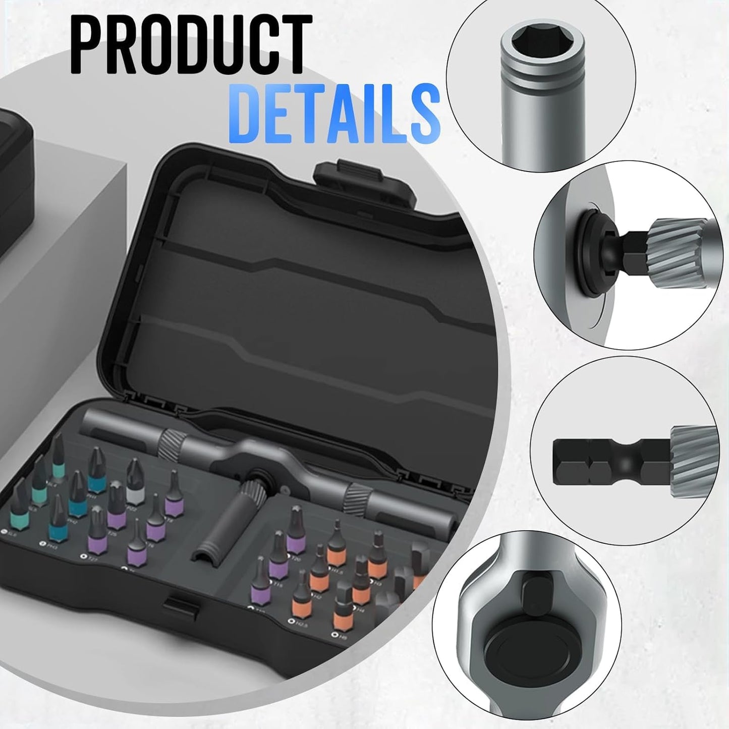 24 in 1 Magnetic Ratchet Screwdriver Set, Multi Bit DIY Magnetic Screwdriver Set, Portable Repair Tool Kit with Case for Furniture, Electronics, Computer, Bicycle