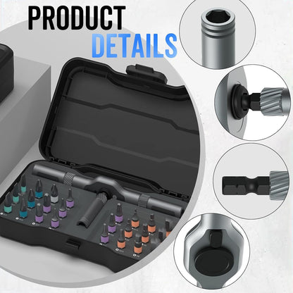 24 in 1 Magnetic Ratchet Screwdriver Set, Multi Bit DIY Magnetic Screwdriver Set, Portable Repair Tool Kit with Case for Furniture, Electronics, Computer, Bicycle