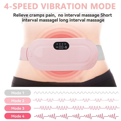 Period Cramp Massager,Portable Period Cramp Relief Massager, Electric Cordless Heating Pad for Period Pain,  Back Pain in Period, Belly Warmer Heating Pad with 4 Heat Levels 4 Vibration Modes, Caring Gift Heating Pad Belt for Women