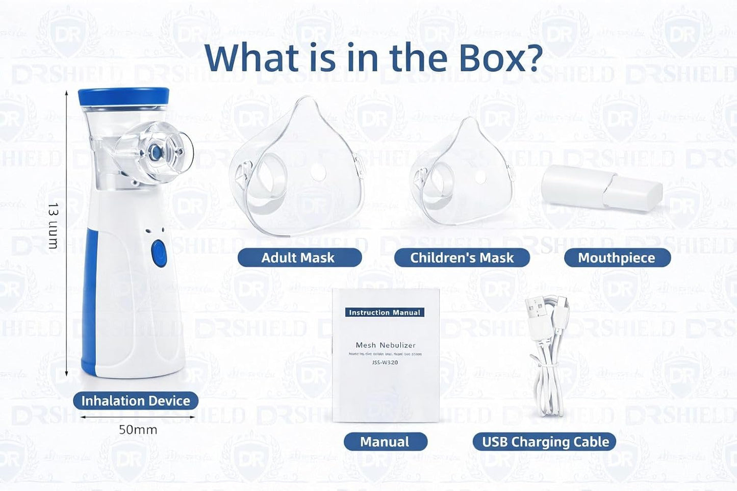 Mesh Nebulizer, Portable Handheld Nebuliser Machine, Model JSL-W302, Quiet and Low Power Operation