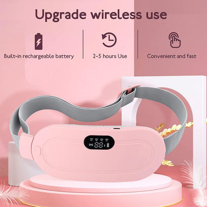 Period Cramp Massager,Portable Period Cramp Relief Massager, Electric Cordless Heating Pad for Period Pain,  Back Pain in Period, Belly Warmer Heating Pad with 4 Heat Levels 4 Vibration Modes, Caring Gift Heating Pad Belt for Women