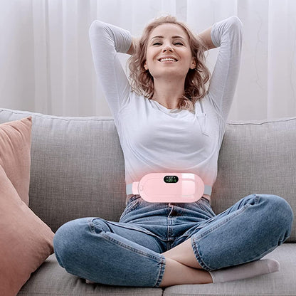 Period Cramp Massager,Portable Period Cramp Relief Massager, Electric Cordless Heating Pad for Period Pain,  Back Pain in Period, Belly Warmer Heating Pad with 4 Heat Levels 4 Vibration Modes, Caring Gift Heating Pad Belt for Women