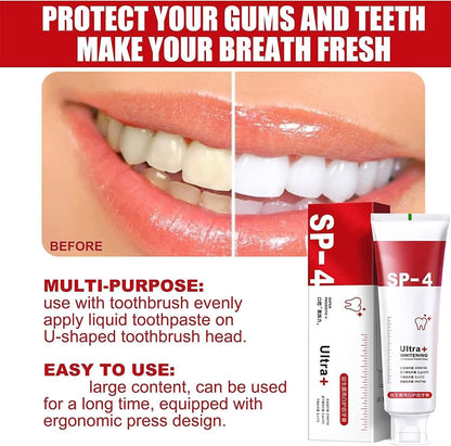 Sp-4 Probiotic Toothpaste - All Smiles Brightening & Stain Removing Toothpaste, Fresh Breath, Natural Tooth Whitening Agent (Pack of 2)