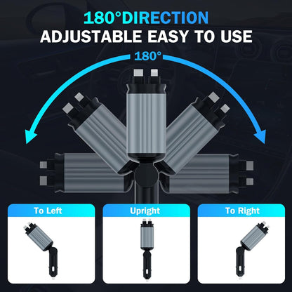 Retractable Car Charger with Starlight Projection On Car Roof | 4 in 1  Super Fast Car Charger | Compatible with iPhone and Android | Car Mobile Charger with Roof Starry Projection