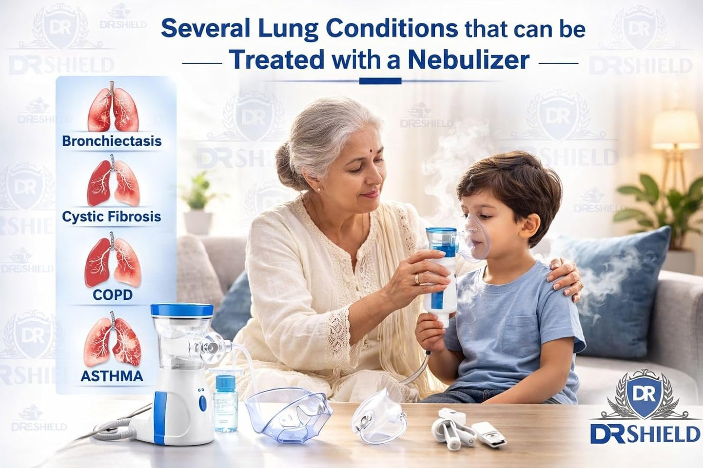 Mesh Nebulizer, Portable Handheld Nebuliser Machine, Model JSL-W302, Quiet and Low Power Operation