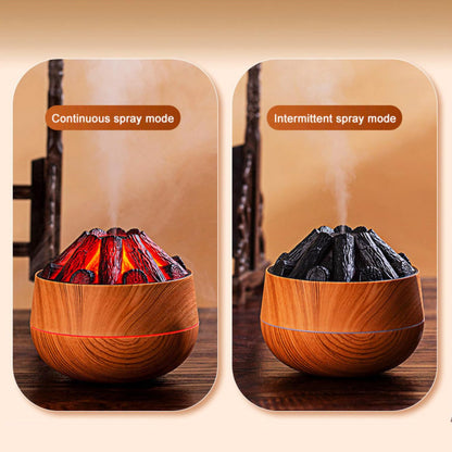 Charcoal Flame Humidifier & Diffuser | LED Atmosphere Light, Aromatherapy Oil Diffuser | Noiseless & Safe with Auto Power Off for Home/Office