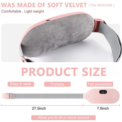 Period Cramp Massager,Portable Period Cramp Relief Massager, Electric Cordless Heating Pad for Period Pain,  Back Pain in Period, Belly Warmer Heating Pad with 4 Heat Levels 4 Vibration Modes, Caring Gift Heating Pad Belt for Women