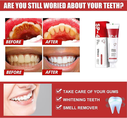 Sp-4 Probiotic Toothpaste - All Smiles Brightening & Stain Removing Toothpaste, Fresh Breath, Natural Tooth Whitening Agent (Pack of 2)