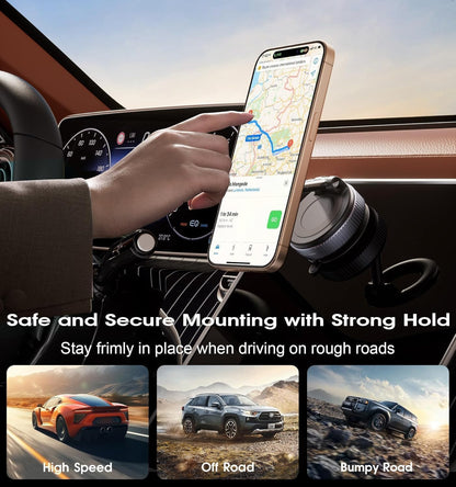K007 Magnetic Phone Holder  360° Vaccum Magnetic Phones Holder  Magnetic Car Phone Holder | Vaccum Suction Cup Phone Holder | Car Phone Holder | 360° Rotation Vacuum Suction Magnetic Bracket | Heavy-Duty Aluminum Alloy Phone Mount