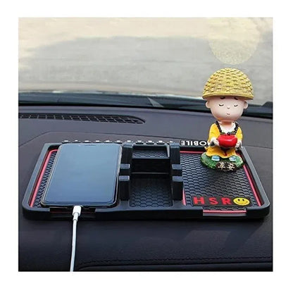 Multipurpose Anti-Slip Car Phone Holder Dashboard Mat and Phone Holder Mount,Non-Slip Silicone Mat for Car Interior Dashboard Accessories- Black