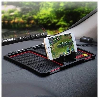Multipurpose Anti-Slip Car Phone Holder Dashboard Mat and Phone Holder Mount,Non-Slip Silicone Mat for Car Interior Dashboard Accessories- Black