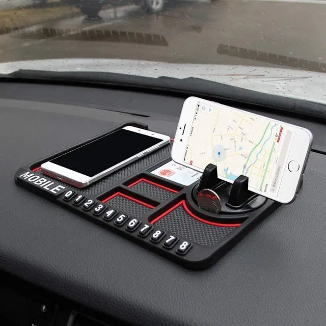 Multipurpose Anti-Slip Car Phone Holder Dashboard Mat and Phone Holder Mount,Non-Slip Silicone Mat for Car Interior Dashboard Accessories- Black