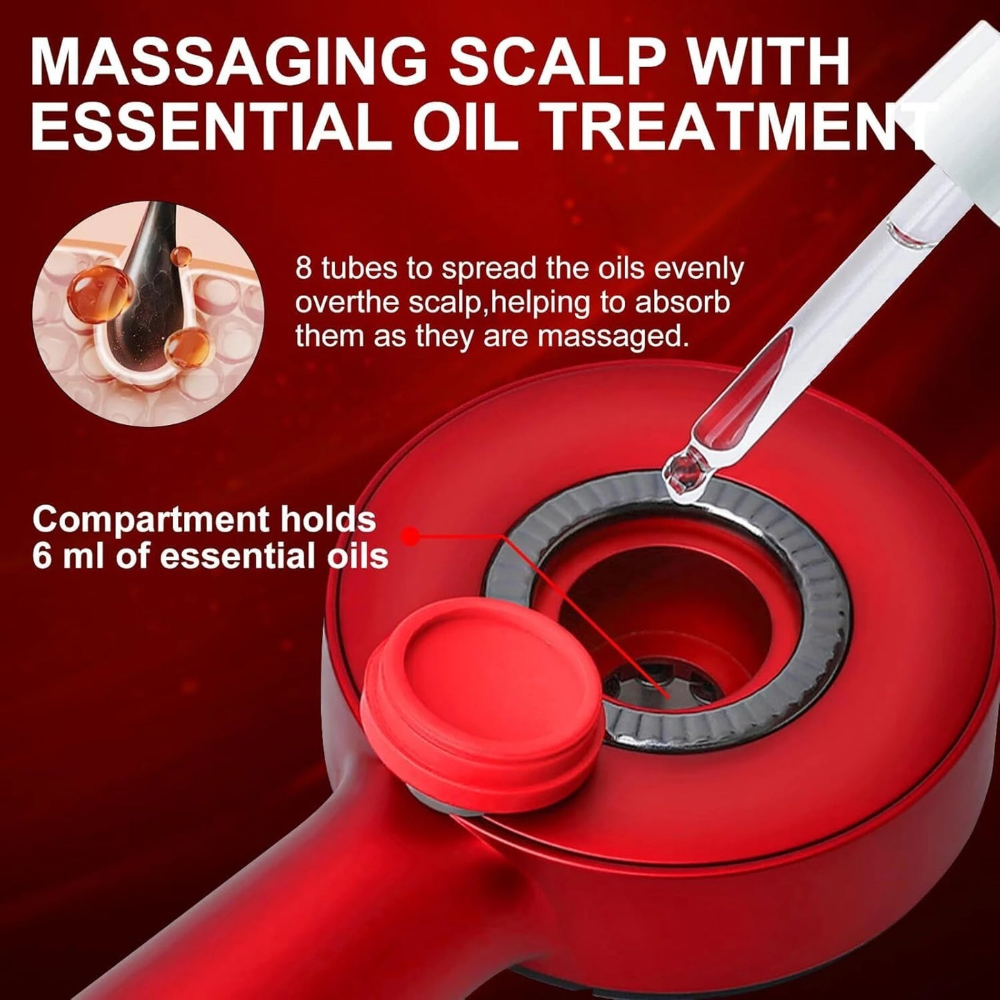 Premium Head Scalp Electric Head Massager Brush for Hair Growth, Stress Relief & Relaxation | 2-in-1 Scalp Massager with Hair Oil Applicator | Boosts Blood Circulation | Deep Massage Comb for Men & Women (Multicolor)
