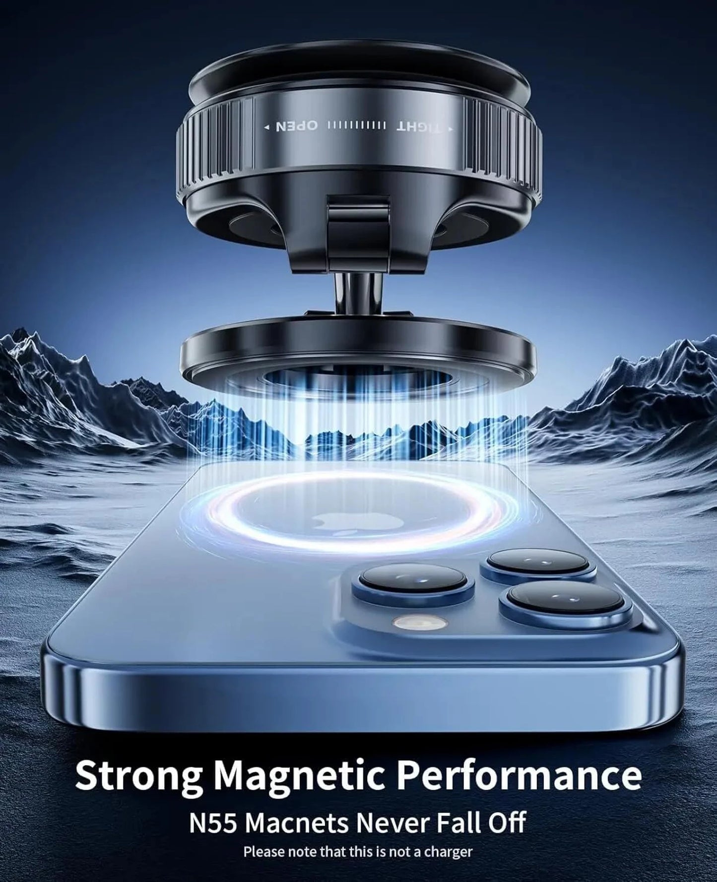 K007 Magnetic Phone Holder  360° Vaccum Magnetic Phones Holder  Magnetic Car Phone Holder | Vaccum Suction Cup Phone Holder | Car Phone Holder | 360° Rotation Vacuum Suction Magnetic Bracket | Heavy-Duty Aluminum Alloy Phone Mount