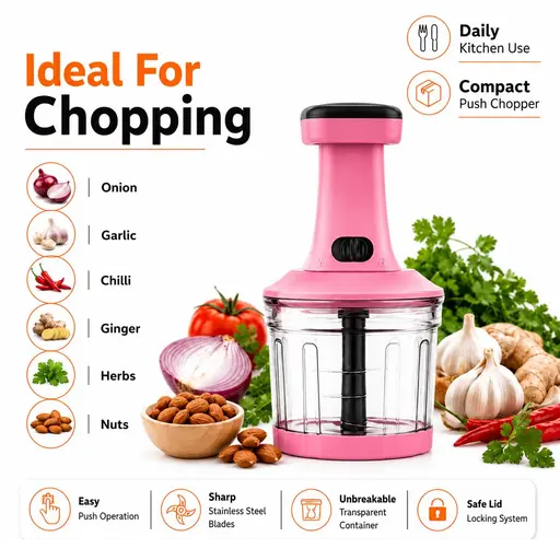 800ML Manually Handy Chopper Mixer Cut For Vegetable, Onion, Salad, Tomato Crush Chopper