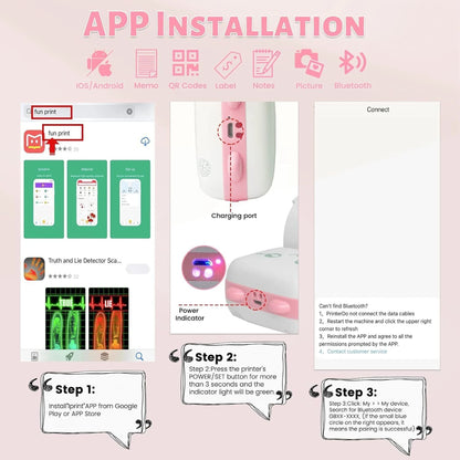 Smartphone Wireless Thermal Printer for Android and iOS with Smart Bluetooth Connection and Portable App Integration