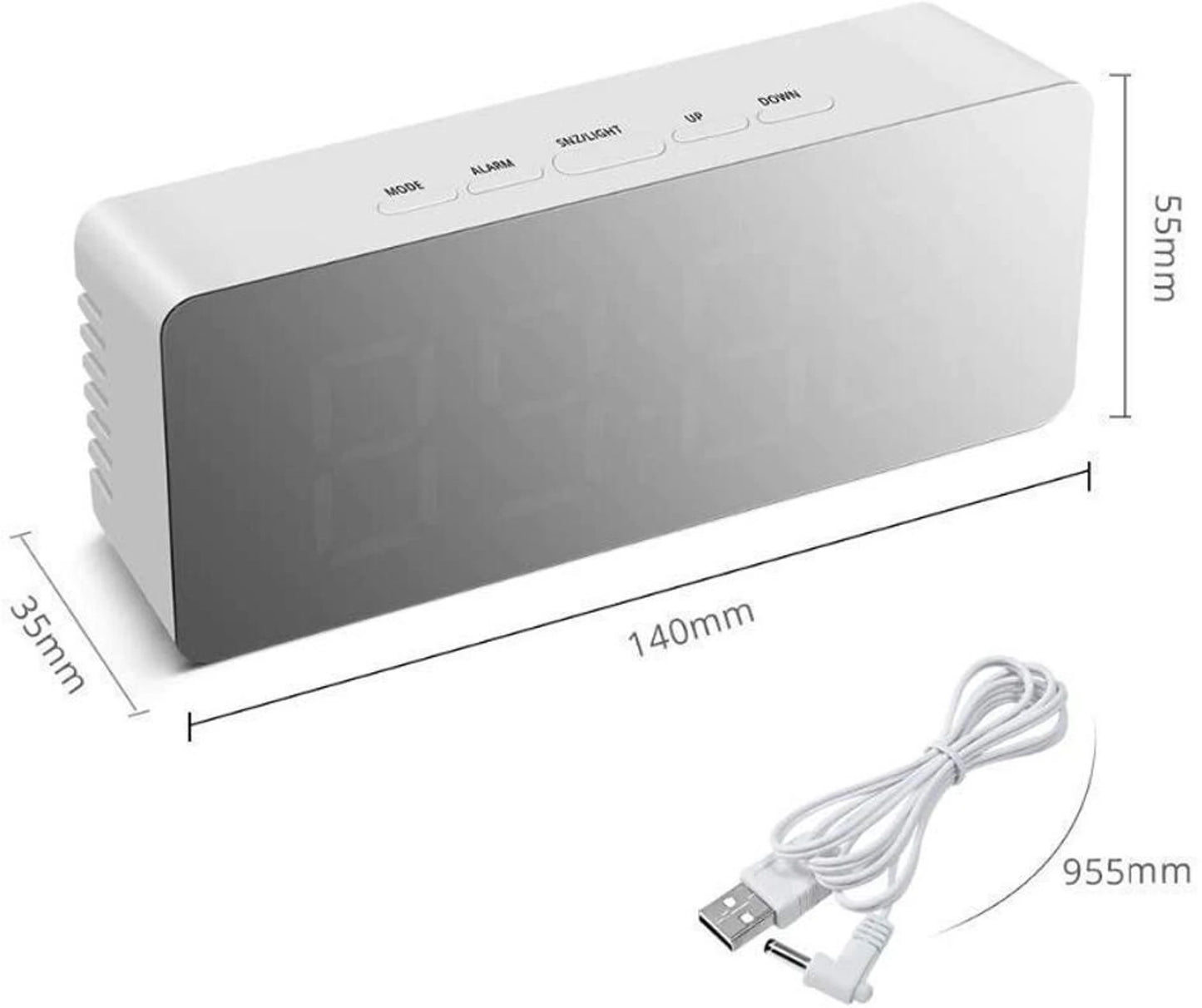 Digital LED Mirror Alarm Clock for Heavy Sleepers Kids Large LED Display with Snooze Time Temperature Function for Bedroom, Office, Travel Battery Powered and USB Power